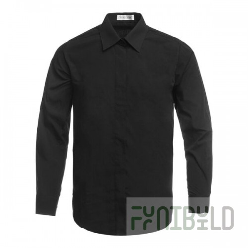 Henry Segal Men's Customizable Black Long Sleeve Cafe / Bistro Shirt - L