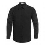 Henry Segal Men's Customizable Black Long Sleeve Cafe / Bistro Shirt - L