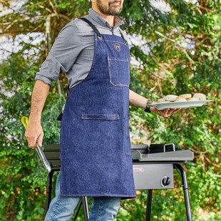 Outset® 76493 Denim Adjustable Grill / BBQ Bib Apron with Pockets - 33 Outset® 76493 Denim Adjustable Grill / BBQ Bib Apron with Pockets - 33
