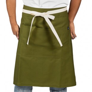 Uncommon Chef 3117 Moss Green Customizable 100% Cotton Canvas Moxie Waist Apron with Natural Webbing and 3 Pockets - 24