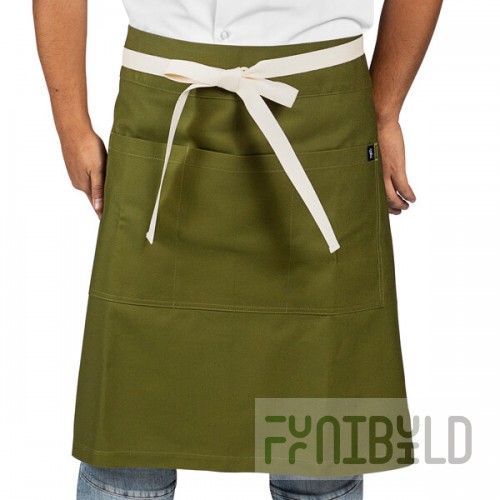Uncommon Chef 3117 Moss Green Customizable 100% Cotton Canvas Moxie Waist Apron with Natural Webbing and 3 Pockets - 24