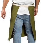 Uncommon Chef 3117 Moss Green Customizable 100% Cotton Canvas Moxie Waist Apron with Natural Webbing and 3 Pockets - 24
