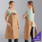 Uncommon Chef 3104 Caramel Customizable 100% Cotton Rebel Bib Apron with Natural Webbing and 3 Pockets - 34