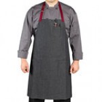 Uncommon Chef 3104 Caramel Customizable 100% Cotton Rebel Bib Apron with Natural Webbing and 3 Pockets - 34