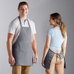Choice Gray Poly-Cotton Standard Bib Apron with 2 Pockets - 34