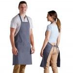 Choice Gray Poly-Cotton Standard Bib Apron with 2 Pockets - 34
