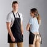 Choice Black Customizable Poly-Cotton Front of House Bib Apron with 3 Pockets - 25