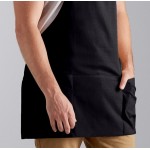 Choice Black Customizable Poly-Cotton Front of House Bib Apron with 3 Pockets - 25