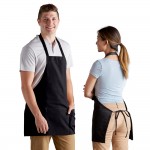 Choice Black Customizable Poly-Cotton Front of House Bib Apron with 3 Pockets - 25