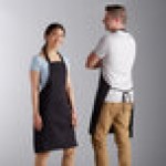 Choice Black Customizable Poly-Cotton Front of House Bib Apron with 3 Pockets - 25