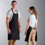 Choice Black Customizable Poly-Cotton Front of House Bib Apron with 3 Pockets - 25