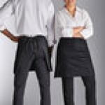 Choice Black Customizable Poly-Cotton Front of House Bib Apron with 3 Pockets - 25