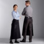Choice Black Customizable Poly-Cotton Front of House Bib Apron with 3 Pockets - 25