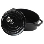 GET Heiss 12 oz. Black Enamel Coated Cast Aluminum Mini Coated Cast Aluminum Oval Pot with Lid CA-103-BK/BK/CC GET Heiss 12 oz. Black Enamel Coated Cast Aluminum Mini Coated Cast Aluminum Oval Pot with Lid CA-103-BK/BK/CC