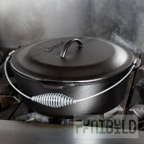 Lodge L12DO3 9 Qt. Pre-Seasoned Cast Iron Dutch Oven with Spiral Bail Handle