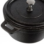 Valor 16 oz. Pre-Seasoned Mini Cast Iron Pot with Cover - 12/Case Valor 16 oz. Pre-Seasoned Mini Cast Iron Pot with Cover - 12/Case