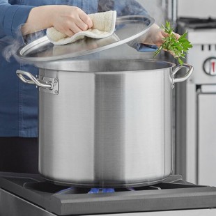 Vigor SS1 Series 32 Qt. Heavy-Duty Stainless Steel Aluminum-Clad Stock Pot with Cover Vigor SS1 Series 32 Qt. Heavy-Duty Stainless Steel Aluminum-Clad Stock Pot with Cover