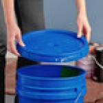 BWAY 5 Gallon Blue Round Pail Cover with Tear Skirt and Gasket - 10/Case BWAY 5 Gallon Blue Round Pail Cover with Tear Skirt and Gasket - 10/Case