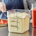Vigor 4 Qt. Clear Square Polycarbonate Food Storage Container and Green Lid - 6/Pack