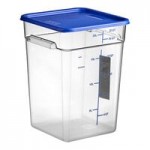 Vigor 4 Qt. Clear Square Polycarbonate Food Storage Container and Green Lid - 6/Pack