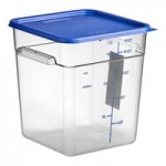 Vigor 4 Qt. Clear Square Polycarbonate Food Storage Container and Green Lid - 6/Pack
