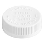 45/400 White Child Resistant Cap with Heat Induction Liner and Instruction Text - 100/Pack 45/400 White Child Resistant Cap with Heat Induction Liner and Instruction Text - 100/Pack