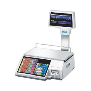 CAS CL5500R-30NE CL-5500 Series 30 lb. Digital Price Computing Scale with Label Printer, Ethernet Capability, and Pole - Legal for Trade