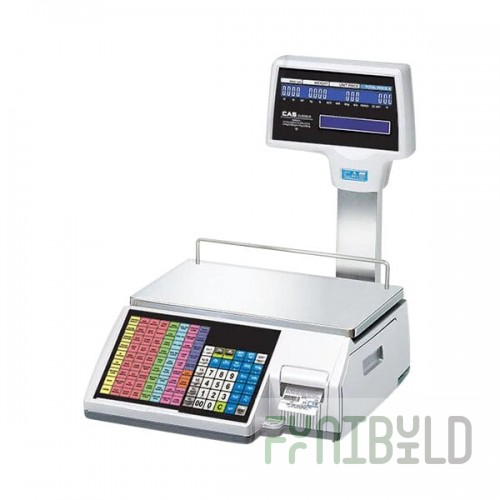 CAS CL5500R-30NE CL-5500 Series 30 lb. Digital Price Computing Scale with Label Printer, Ethernet Capability, and Pole - Legal for Trade