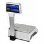 CAS CL5500R-30NE CL-5500 Series 30 lb. Digital Price Computing Scale with Label Printer, Ethernet Capability, and Pole - Legal for Trade