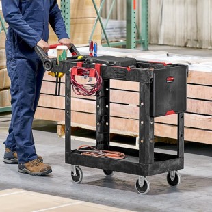 Rubbermaid® 1997206 Black Adaptable Heavy-Duty Small Two Shelf Utility Cart - 46 3/16