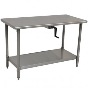 Eagle Group T2448SEB-HA Center Crank 16 Gauge Type 304 Stainless Steel Adjustable Height ADA / Ergonomic Work Table with Undershelf - 24