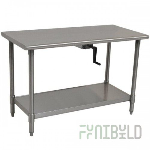 Eagle Group T2448SEB-HA Center Crank 16 Gauge Type 304 Stainless Steel Adjustable Height ADA / Ergonomic Work Table with Undershelf - 24