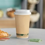 EcoChoice 16 oz. Sleeveless Ripple Kraft Paper Hot Cup and Lid - 100/Case