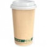 EcoChoice 16 oz. Sleeveless Ripple Kraft Paper Hot Cup and Lid - 100/Case