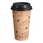 EcoChoice 16 oz. Sleeveless Ripple Kraft Paper Hot Cup and Lid - 100/Case