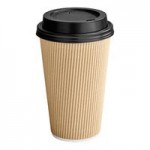 EcoChoice 16 oz. Sleeveless Ripple Kraft Paper Hot Cup and Lid - 100/Case