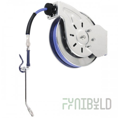 T&S B-7242-10 50' Open Epoxy Coated Steel Hose Reel with EB-2322 Extended Spray Wand