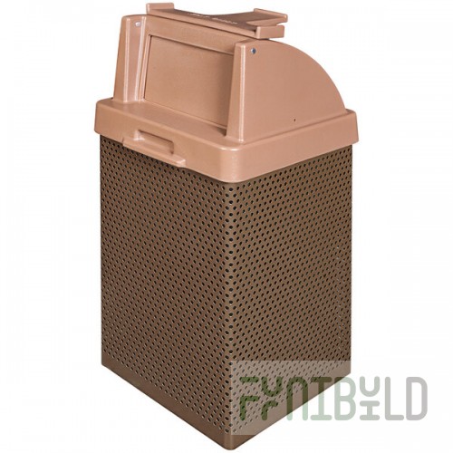 Wausau Tile MF3055 35 Gallon Steel Square Trash Can with Plastic Push Door Lid and Tray Caddy