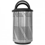 Ex-Cell Kaiser Arena 51 Series ARENA-X51 R 51 Gallon Blue Steel Customizable Outdoor Recycling Bin with Hooded Rain Top