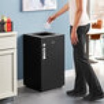 Lancaster Table & Seating 25 Gallon Black Steel Square Decorative Trash Can with Open Top Lid Lancaster Table & Seating 25 Gallon Black Steel Square Decorative Trash Can with Open Top Lid