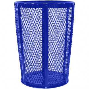 Witt Industries EXP-52BL 48 Gallon Blue Steel Mesh Round Outdoor Trash Can Witt Industries EXP-52BL 48 Gallon Blue Steel Mesh Round Outdoor Trash Can