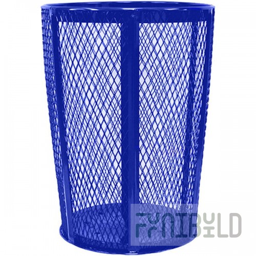 Witt Industries EXP-52BL 48 Gallon Blue Steel Mesh Round Outdoor Trash Can