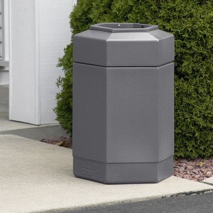 Commercial Zone 737103 PolyTec 30 Gallon Gray Hexagonal Trash Can with Open Top