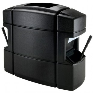 Commercial Zone 758701 40 Gallon Islander Series Waste 'N Wipe Black Rectangular Trash Can with 2 Paper Towel Dispensers, 2 Squeegees, and 2 Windshield Wash Stations