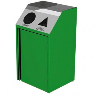 Lakeside 4412G Stainless Steel Rectangular Refuse / Recycling Station with Front Access and Green Laminate Finish - 26 1/2