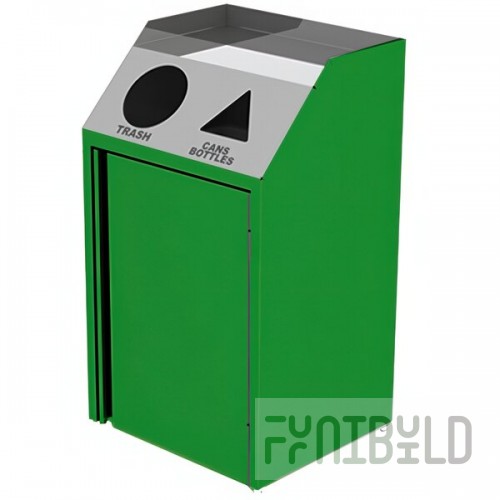 Lakeside 4412G Stainless Steel Rectangular Refuse / Recycling Station with Front Access and Green Laminate Finish - 26 1/2