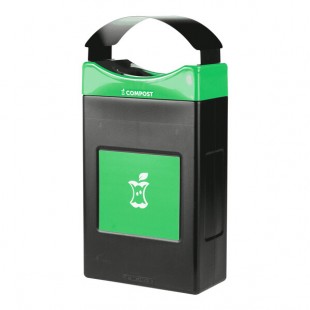 Commercial Zone Avante 30 Gallon Green Polyethylene Rectangular Indoor / Outdoor Shallow Modular Single-Stream Compost Bin with Canopy Top