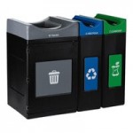 Commercial Zone Avante 30 Gallon Green Polyethylene Rectangular Indoor / Outdoor Shallow Modular Single-Stream Compost Bin with Canopy Top