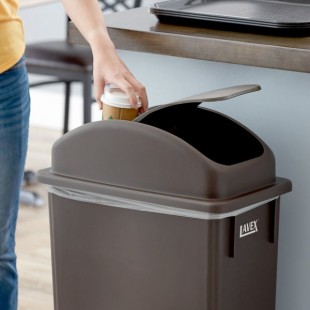 Lavex Brown Slim Rectangular Trash Can Dome / Swing Top Lid Lavex Brown Slim Rectangular Trash Can Dome / Swing Top Lid