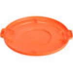 Carlisle 84103324 Bronco 32 Gallon Orange Flat Round Trash Can Lid